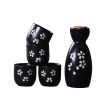 5 Pcs Ceramic Japanese Sake Set Traditional 1 Tokkuri Bottle & 4 Ochoko Cups [M]