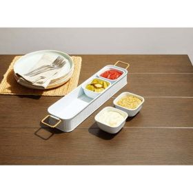 Better Homes & Gardens Galvanized Rectangle Condiment Tray, 17.44"L x 4.52" W, White