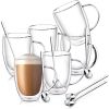 Double Wall Glass Coffee Mugs, 12 Oz Clear Coffee Mugs with Handle, Insulated Glass Coffee Mugs Set of 6, Perfect for Espresso