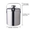 1.3L Stainless Steel Double Wall Ice Bucket, Ice Bucket with Lid & Tongs