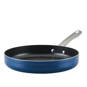 Farberware Style Nonstick 11.25" Cookware Deep Round Grill Pan, Blue