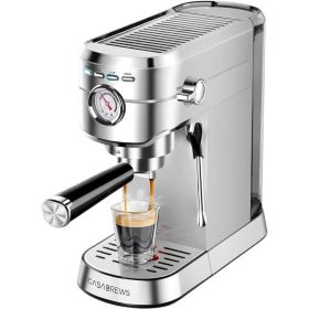 Espresso Machine 20 Bar, Professional Espresso Maker with Milk Frother Steam Wand, Compact Coffee Machine with 34oz Removable