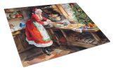 NEW Cookies with Santa Claus Mrs. Claus Glass Cutting Board Decorative Tempered Glass Kitchen Cutting and Serving Board Large Size Chopping Board