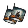 Krampus The Christmas Demon Spooky Halloween Pair of Pot Holders Kitchen Heat Resistant Pot Holders Sets Oven Hot Pads for Cooking Baking BBQ