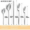 Bestdin Silverware Set, 60 Pieces Stainless Steel Flatware Set for 12, Include Fork Knife Spoon Set, Mirror Polished, Dishwasher Safe