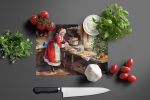 NEW Cookies with Santa Claus Mrs. Claus Glass Cutting Board Decorative Tempered Glass Kitchen Cutting and Serving Board Large Size Chopping Board