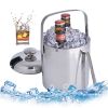 1.3L Stainless Steel Double Wall Ice Bucket, Ice Bucket with Lid & Tongs