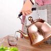 Rose Gold Stainless Steel Kettle; Streamlined Spout; Anti-scalding Handle; tea Kettle for Stove Top Whistling (Size : 4L)